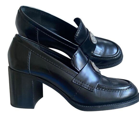Chanel Shoes Pumps 10.5 EU 40.5 Black Block Heels 3" Dressy Career Made Italy - Picture 2 of 14